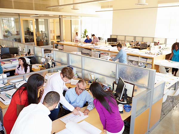 employees in co-work space